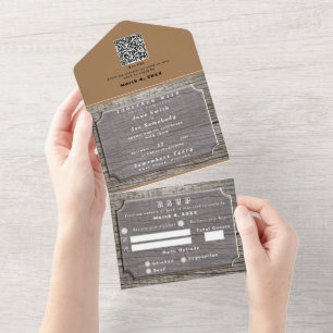 Rustic Tree texture with RSVP All In One Invitation