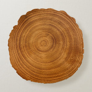 Rustic Tree Trunk Annual Rings Round Cushion