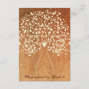 Rustic Tree Warm Red rsvp with envelopes Card