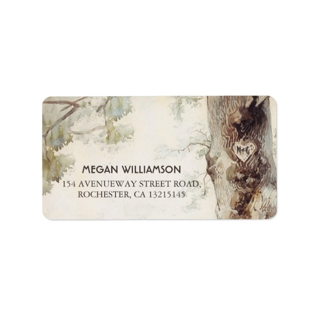 Rustic Tree Wedding Address Labels (Front)