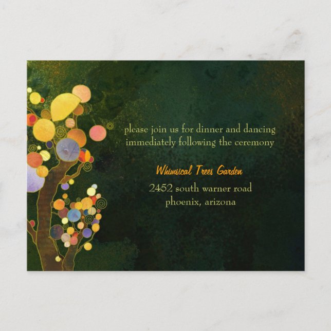 Rustic Tree Wedding Reception Enclosure Postcard (Front)