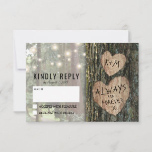 Rustic Tree Wedding RSVP Country Twinkle Lights