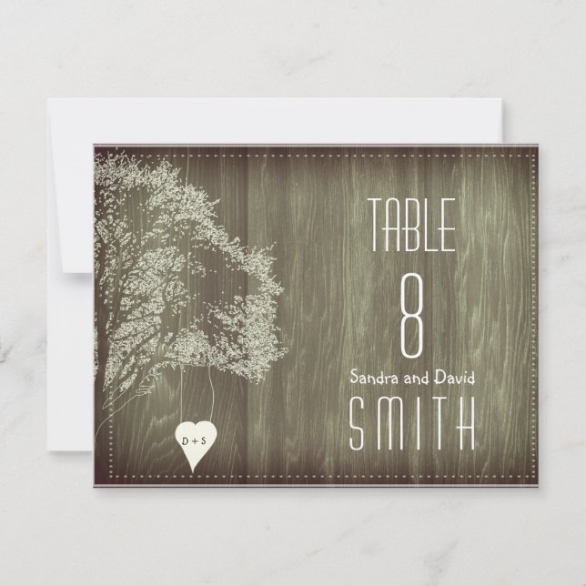Rustic Tree With Heart Wedding Table Numbers (Front)
