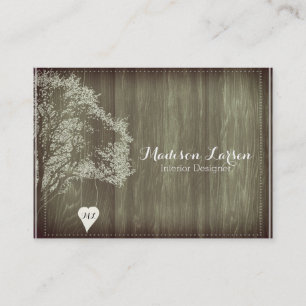 Rustic Tree With Monogrammed Heart Business Card