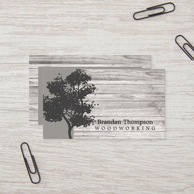Rustic Tree Wood Business Card (Front/Back In Situ)