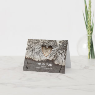 Rustic Tree Wood Heart Wedding Thank You Card