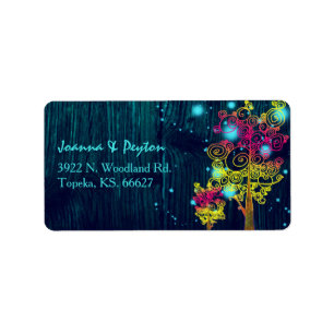 Rustic Trees Midnight Blue Wedding Address Label
