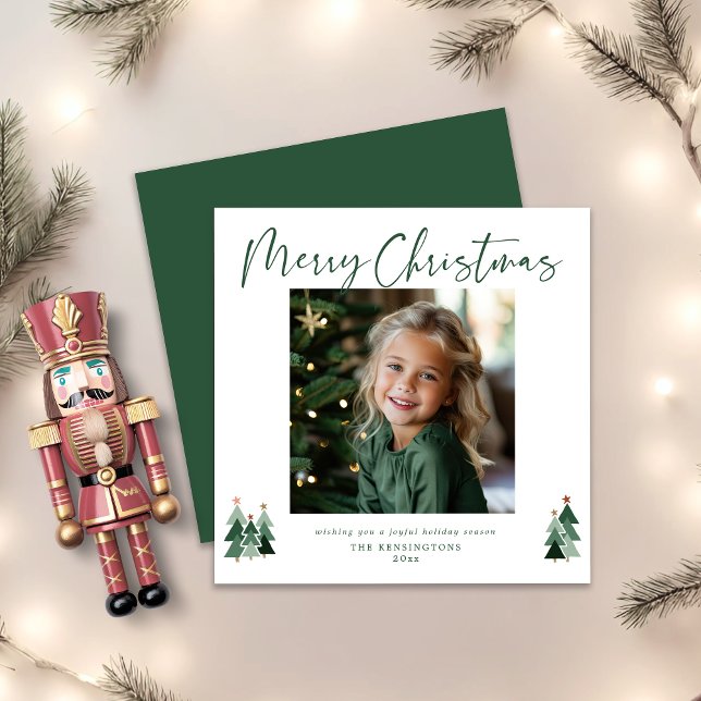 Rustic Trees Modern Christmas Holiday Photo Card (Rustic Trees Modern Christmas Holiday Photo Square Card - Digital Download Available)