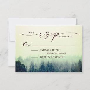 Rustic Trees Woodland Lake Mountain Wedding RSVP Card