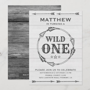 Rustic Tribal Arrow Boys Wild One Birthday Party Invitation