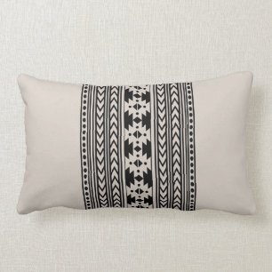 Rustic Tribal Aztec Pattern Farmhouse Beige Lumbar Cushion