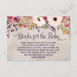 Rustic Tribal Floral Books for Baby Insert Card