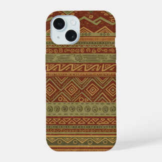 Rustic Tribal Geometric Pattern Earthy Boho Chic iPhone 15 Case