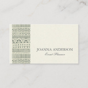 RUSTIC TRIBAL GREY BOHEMIAN PATTERN PERSONALIZED BUSINESS CARD