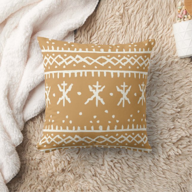 Rustic Tribal Pattern Ethnic Geometric &  Earthy  Cushion (Blanket)