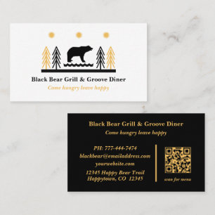 Rustic Tribal Southwestern Black Bear Restaurant Business Card