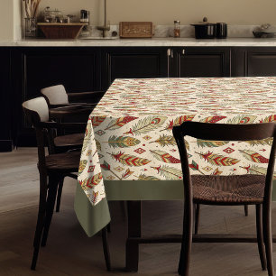 Rustic Tribal Tablecloth Feather Arrow Pattern