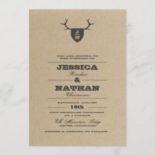 Rustic Trophy Grey Wedding Invitation