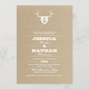 Rustic Trophy White Wedding Invitation