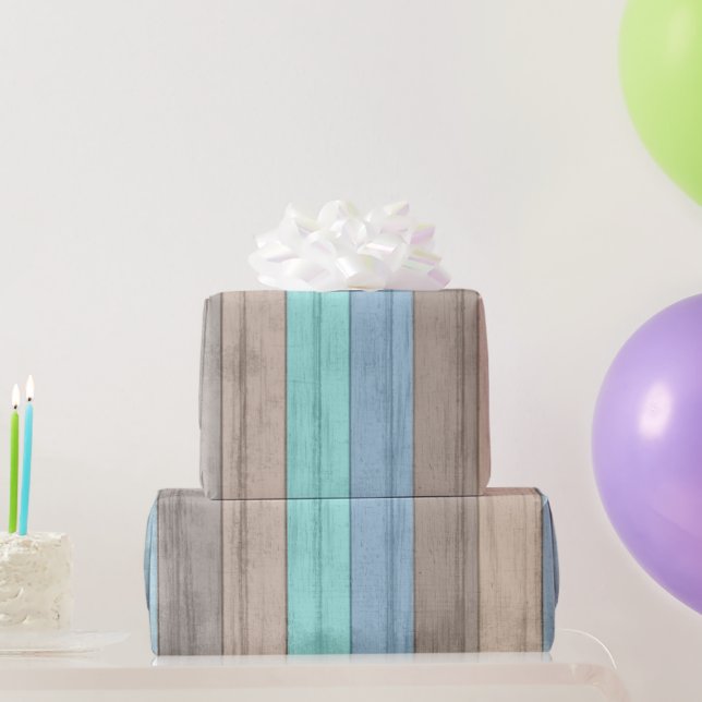 Rustic Tropical Beach Coloured Wood Wrapping Paper (Party Gifts)