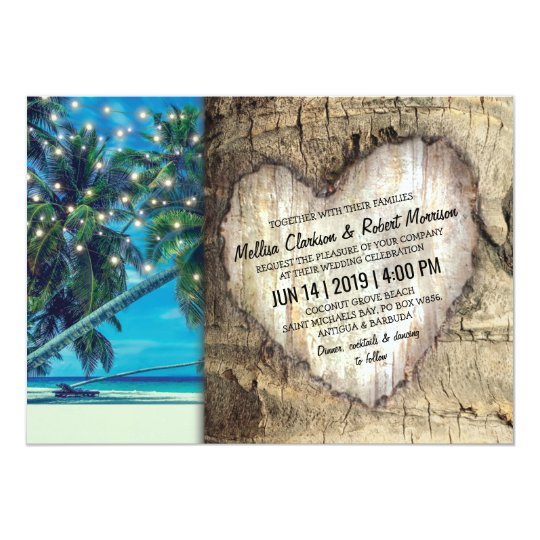 Rustic Tropical Beach Destination Wedding Card