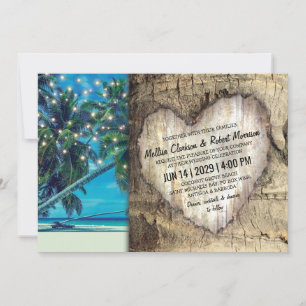 Rustic Tropical Beach Destination Wedding Invitation