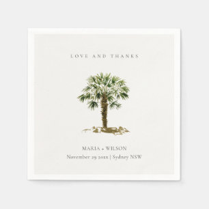 Rustic Tropical Beach Palm Tree Wedding Thanks Napkin