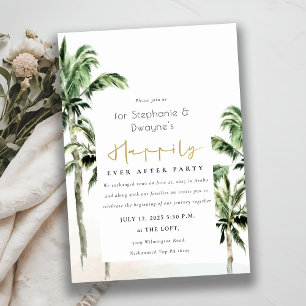 Rustic Tropical Beach Palm Trees Wedding Invitation