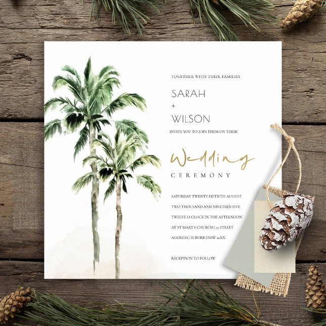 Rustic Tropical Beach Palm Trees Wedding Invite (Creator Uploaded)