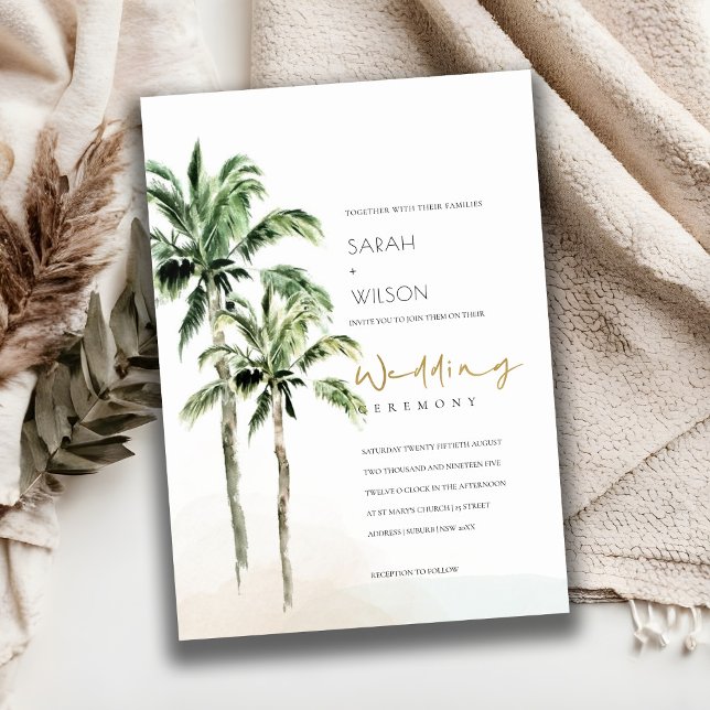 Rustic Tropical Beach Palm Trees Wedding Invite (Creator Uploaded)