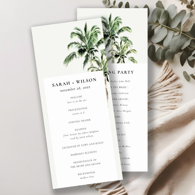 Rustic Tropical Beach Palm Trees Wedding Program (Creator Uploaded)