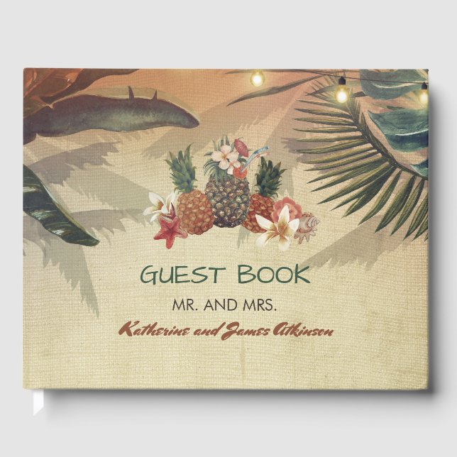 Rustic Tropical Beach Wedding Guest Book (Front)