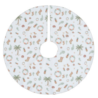 Rustic Tropical Christmas Brushed Polyester Tree Skirt