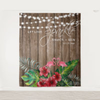 Rustic Tropical Flamingos String Lights Wedding