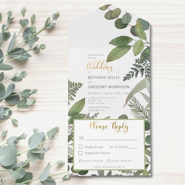 Rustic Tropical Greenery & Eucalyptus Dinner All In One Invitation (Creator Uploaded)
