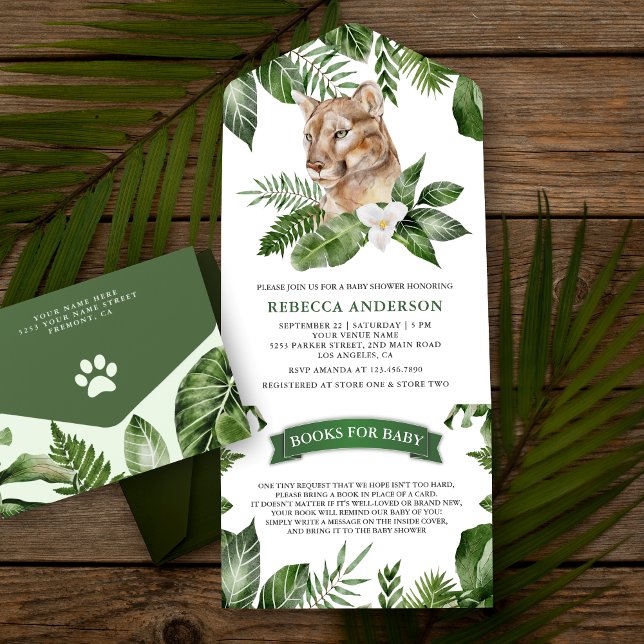 Rustic Tropical Jungle Safari Lioness Baby Shower All In One Invitation (Creator Uploaded)