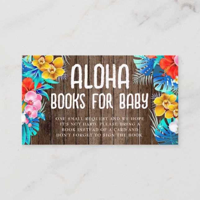 Rustic Tropical Leaves Aloha Books for Baby Enclosure Card (Front)