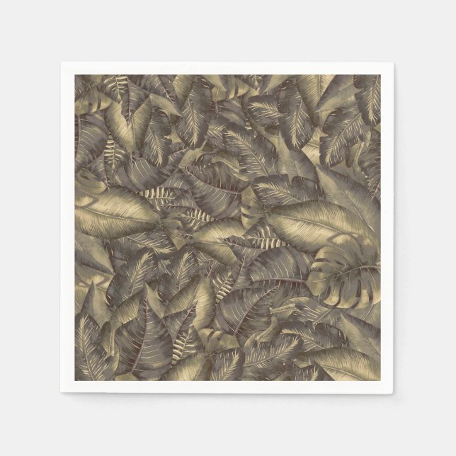 Rustic Tropical Leaves Botanical Elegant Vintage Napkin (Front)