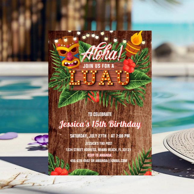 Rustic Tropical Luau Birthday Invitation (Creator Uploaded)