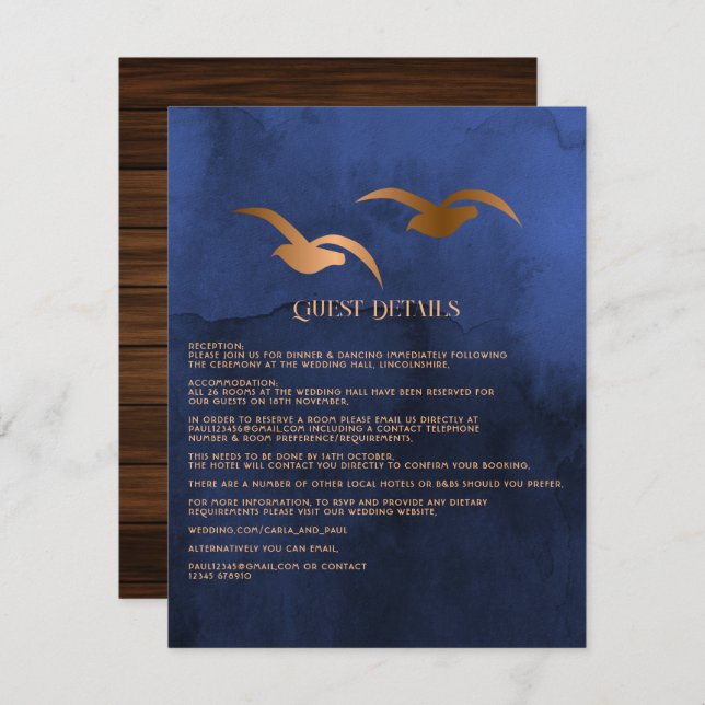 Rustic Tropical Mystic Island Wedding Guest Detail Enclosure Card (Front/Back)