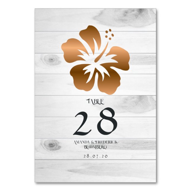 Rustic Tropical Mystic Island Wedding Table Number (Front)