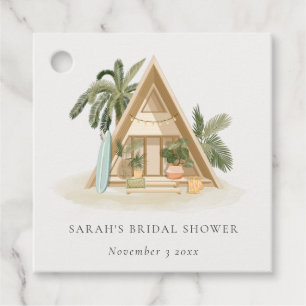 Rustic Tropical Palm Beach Shack Bridal Shower Favour Tags