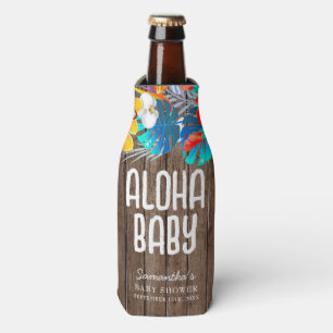 Rustic Tropical Palm Leaves Aloha Baby Shower Gif Bottle Cooler