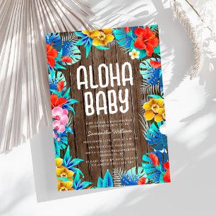 Rustic Tropical Palm Leaves Aloha Baby Shower  Invitation
