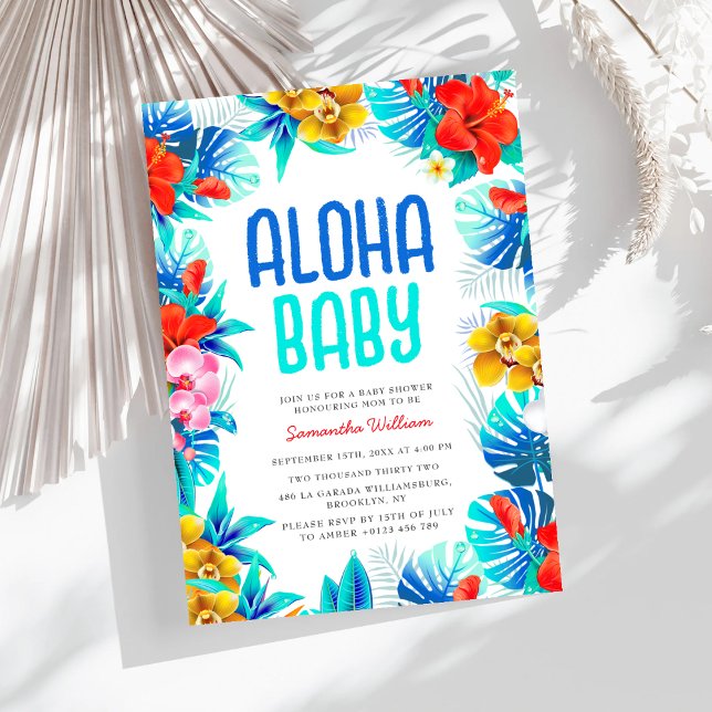 Rustic Tropical Palm Leaves Aloha Baby Shower  Invitation (Creator Uploaded)