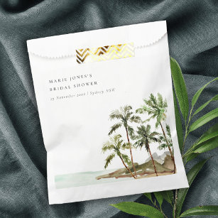Rustic Tropical Palm Tree Beach Sand Bridal Shower Favour Bag