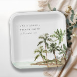 Rustic Tropical Palm Trees Beach Sand Wedding Paper Plate<br><div class="desc">For any further customisation or any other matching items,  please feel free to contact me at yellowfebstudio@gmail.com</div>