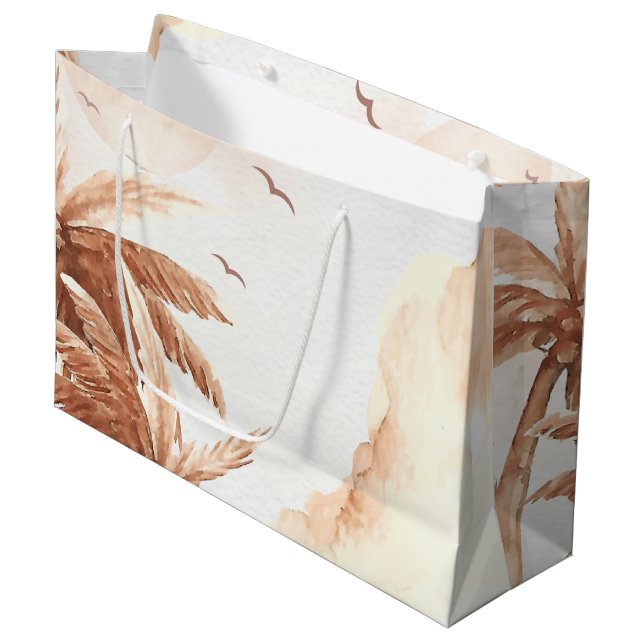 Rustic Tropical Palms Large Gift Bag (Front Angled)