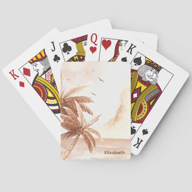 Rustic Tropical Palms Playing Cards (Back)
