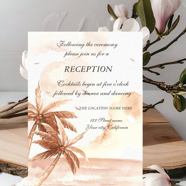 Rustic Tropical Palms Wedding  Reception  Invitation (Creator Uploaded)